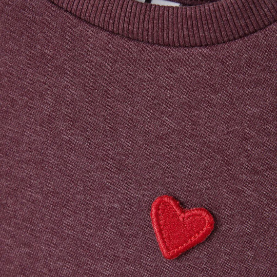 Памучна блуза с бродерия сърце за бебе, червена Name it 375128 3