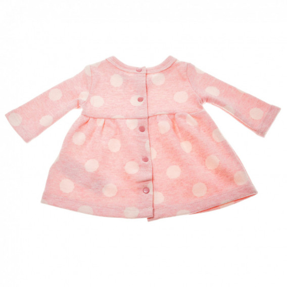 Памучна рокля с дълъг ръкав на точки за бебе, розова Chicco 37514 2