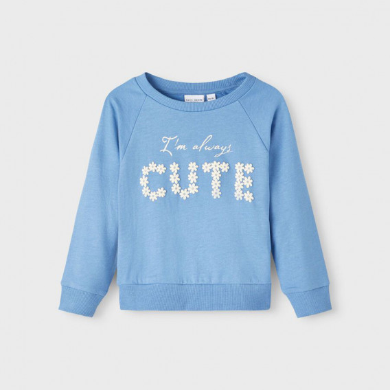 Памучна блуза Cute за бебе момиче, светло синя Name it 375414 