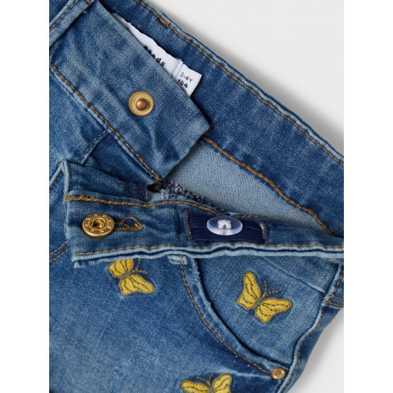 Къси дънкови панталони с апликация на пеперуди, сини Name it 376166 9