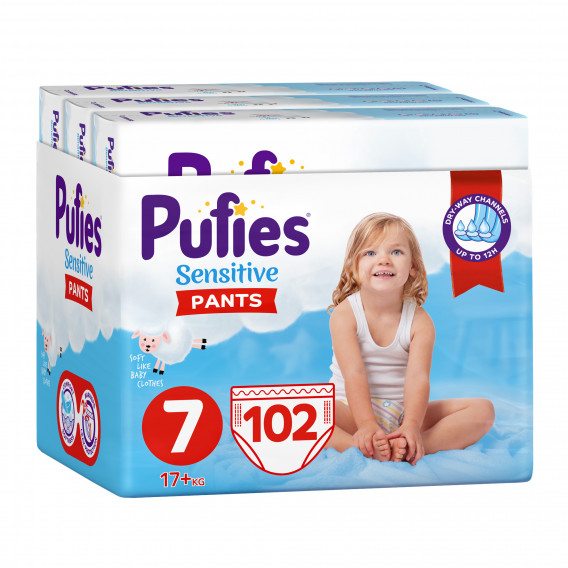 Пелени гащи Pufies Pants Sensitive 7, 102 броя Pufies 376331 