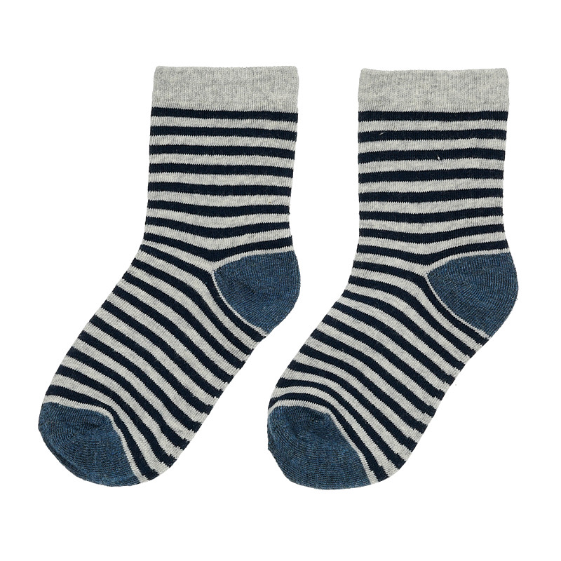 Комплект от пет чифта раирани чорапи в синьо и сиво  376409
