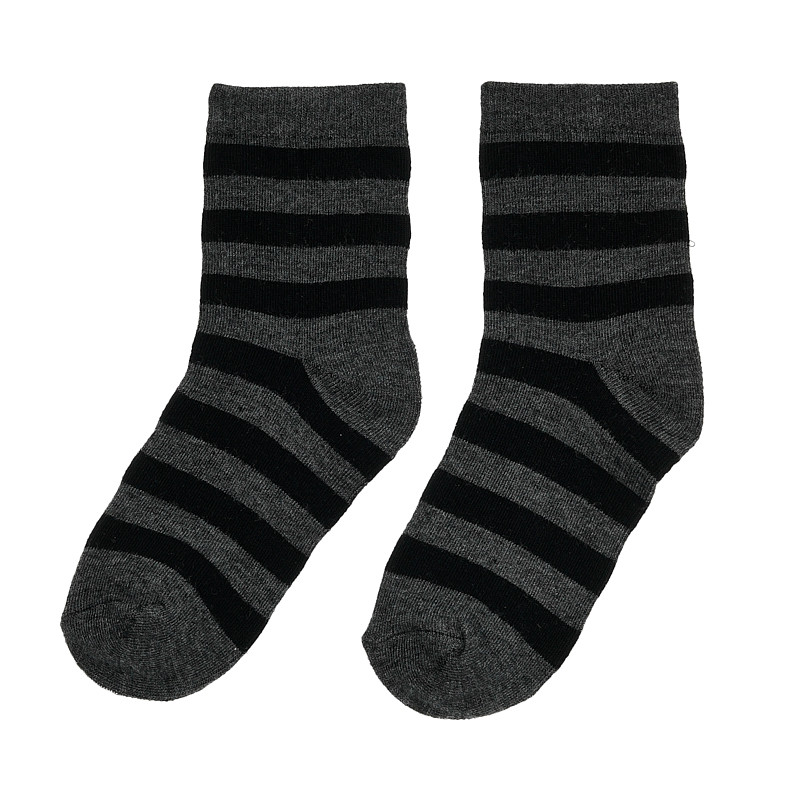 Комплект от три чифта чорапи в сиво и черно райе  376419
