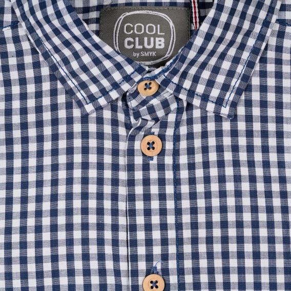 Карирана памучна риза с къс ръкав, синя Cool club 376738 2