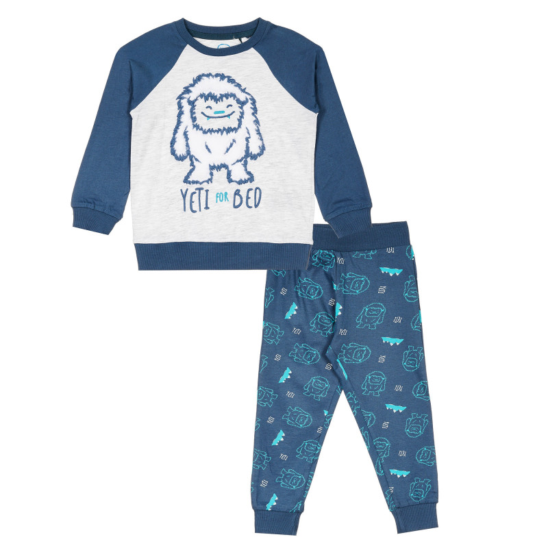 Памучна пижама с дълъг ръкав за бебе, многоцветна  376775
