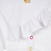 Памучна блуза с дълъг ръкав и фигурален принт за бебе, бяла Cool club 376838 3