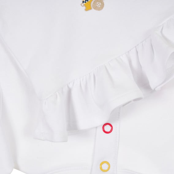 Памучна блуза с дълъг ръкав и фигурален принт за бебе, бяла Cool club 376838 3
