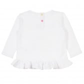 Памучна блуза с дълъг ръкав и фигурален принт за бебе, бяла Cool club 376839 4