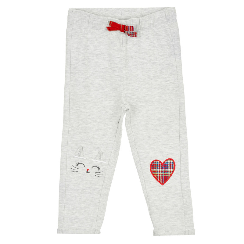 Втален панталон с апликация на коте и сърце за бебе  377326