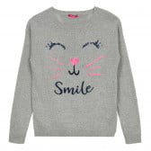 Памучен пуловер с апликация на коте Cool club 377452 