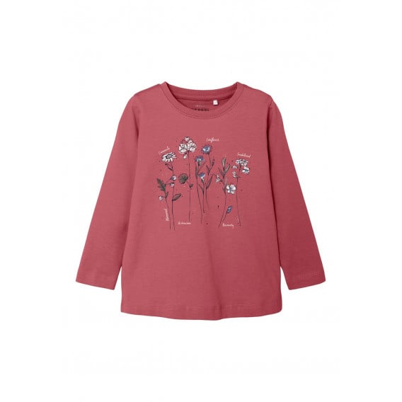 Памучна блуза с флорален принт, розова Name it 377624 