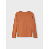 Памучна блуза с дълъг ръкав и гарфичен принт, оранжева Name it 377864 3