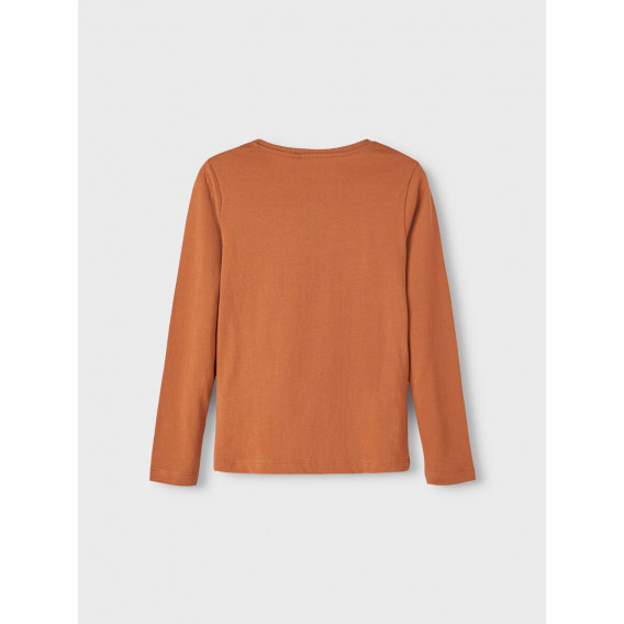 Памучна блуза с дълъг ръкав и гарфичен принт, оранжева Name it 377864 3