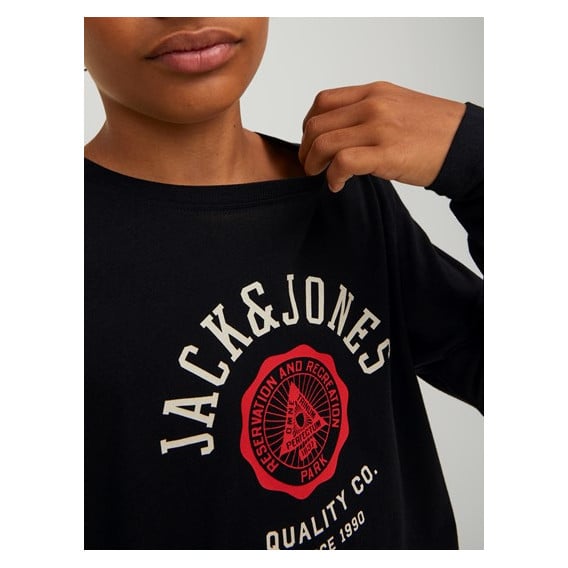 Памучна блуза с името на бранда, черна Jack & Jones junior 378128 3