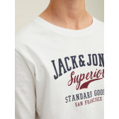 Памучна блуза с името на бранда, бяла Jack & Jones junior 378131 2