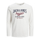 Памучна блуза с името на бранда, бяла Jack & Jones junior 378133 