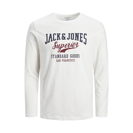 Памучна блуза с името на бранда, бяла Jack & Jones junior 378133 