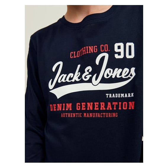Памучна блуза с името на бранда, тъмносиня Jack & Jones junior 378134 2