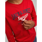 Памучна блуза с името на бранда, червена Jack & Jones junior 378140 2
