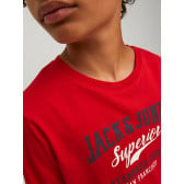 Памучна блуза с името на бранда, червена Jack & Jones junior 378141 3