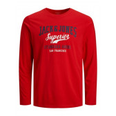 Памучна блуза с името на бранда, червена Jack & Jones junior 378142 