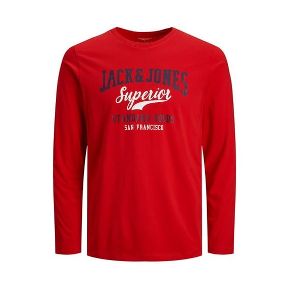 Памучна блуза с името на бранда, червена Jack & Jones junior 378142 