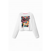 Памучна блуза с флорален принт LOVY, бяла DESIGUAL 378183 2