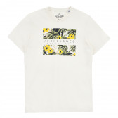 Тениска с тропическа щампа, бяла JACK&JONES JUNIOR 378202 