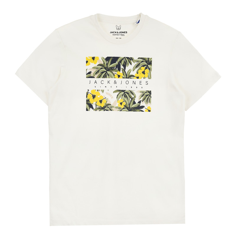 Тениска с тропическа щампа, бяла  378202