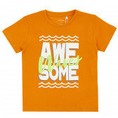 Памучна тениска с щампа, оранжев цвят Name it 378234 