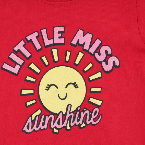 Памучна тениска с щампа слънчице, червен цвят Name it 378258 2