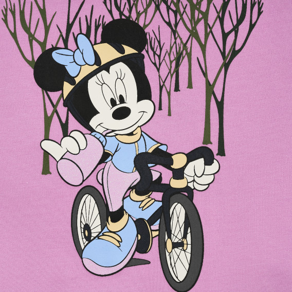 Памучен суитшърт Minnie Mouse за бебе, лилав цвят Name it 378262 2