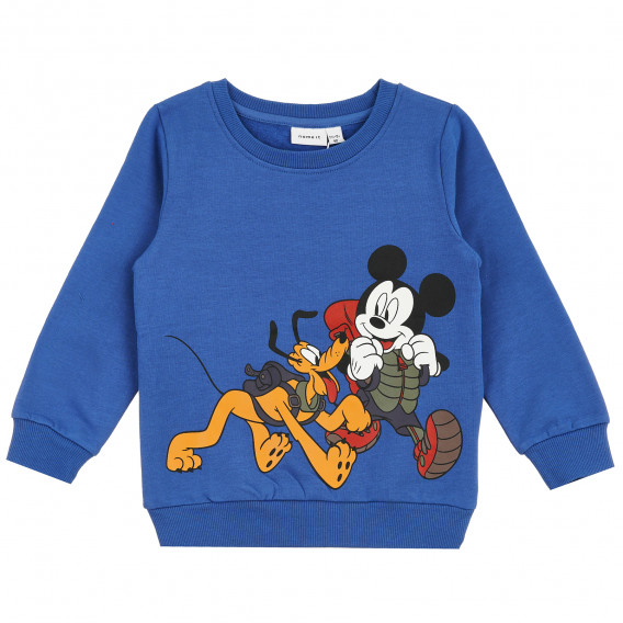 Памучен суитшърт Mickey Mouse за бебе, син Name it 378273 