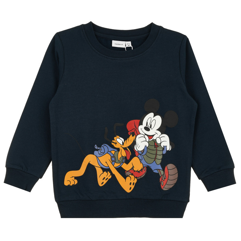 Памучен суитшърт Mickey Mouse за бебе, тъмносин  378277