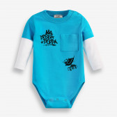 Боди с дълъг ръкав от органичен памук за бебе, синьо PIPPO&PEPPA 378333 