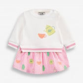 Рокля с дълъг ръкав за бебе в бяло и розово PIPPO&PEPPA 378415 