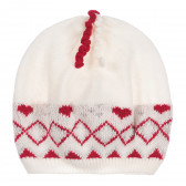 Плетена шапка с червени акценти за бебе, бяла Chicco 378448 