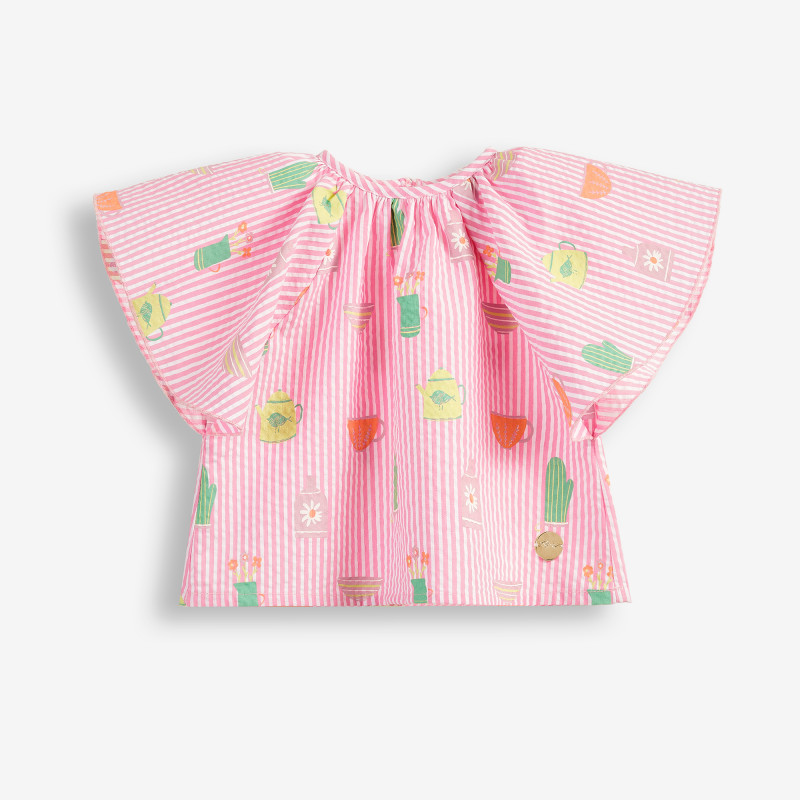 Блуза с къс ръкав от органичен памук за бебе, розова  378470