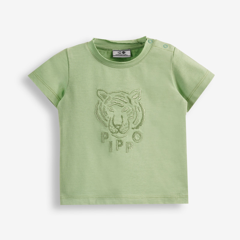 Тениска с графичен принт от органичен памук за бебе, зелена  378526