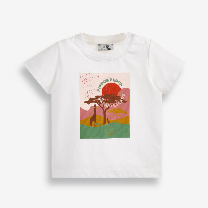 Тениска с графичен принт от органичен памук за бебе, бяла  378534