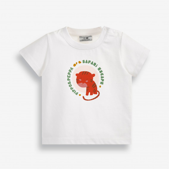 Тениска от органичен памук за бебе, бяла PIPPO&PEPPA 378538 