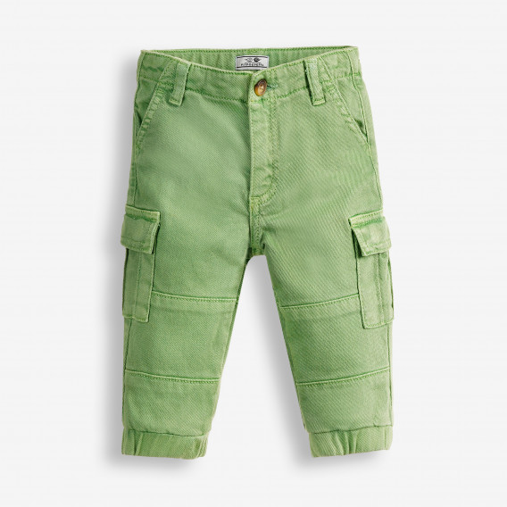 Памучни панталони с джобове за бебе, зелени PIPPO&PEPPA 378554 