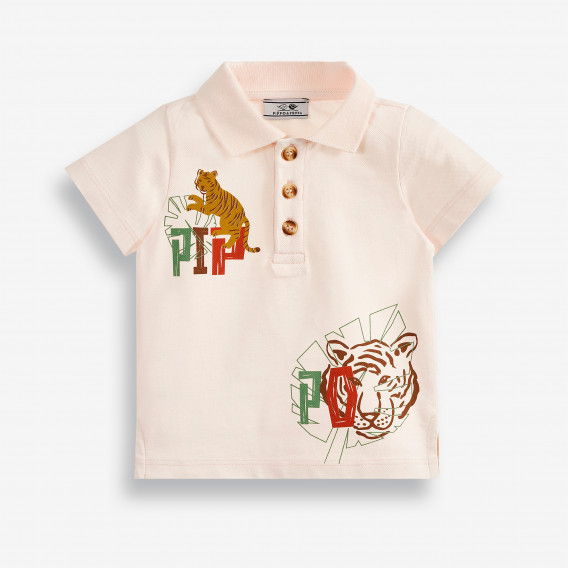 Памучна тениска с копчета за бебе, розова PIPPO&PEPPA 378594 