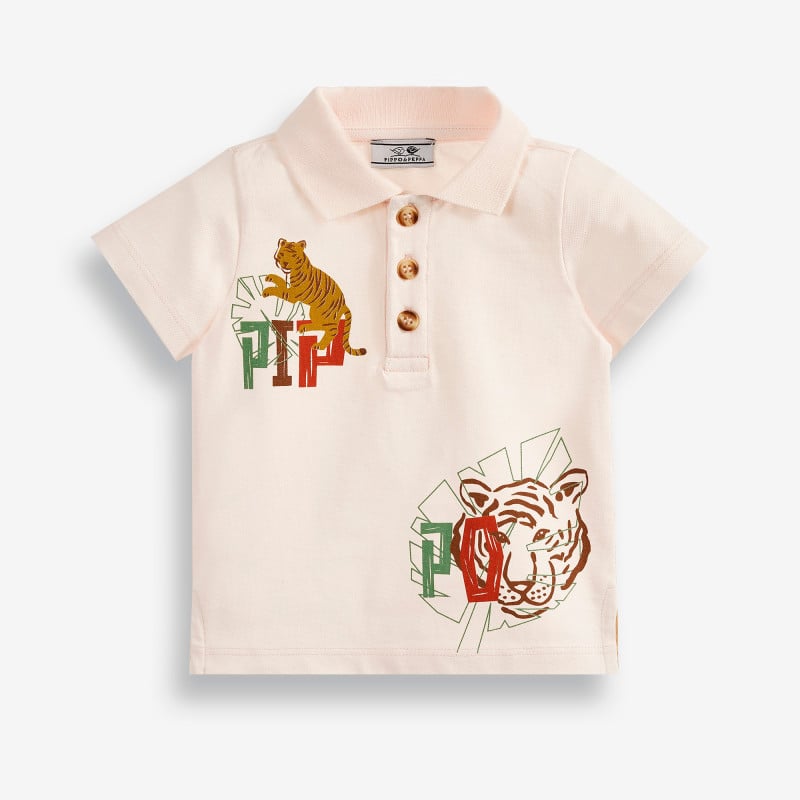 Памучна тениска с копчета за бебе, розова  378594