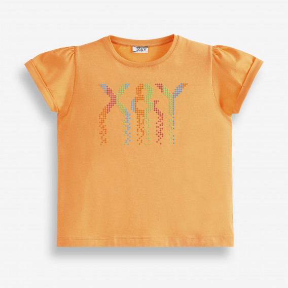 Тениска от органичен памук с логото на бранда, оранжева X&Y 378614 