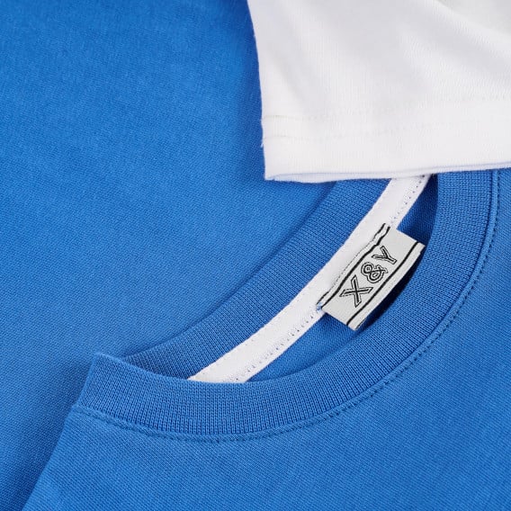 Блуза от органичен памук в синьо и бяло X&Y 378722 3