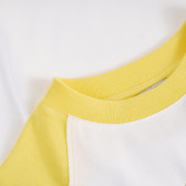 Тениска с жълти ръкави от органичен памук, бяла X&Y 378741 3