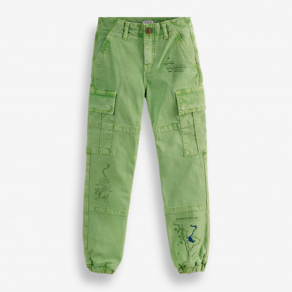 Памучни карго панталони, зелени X&Y 378760 