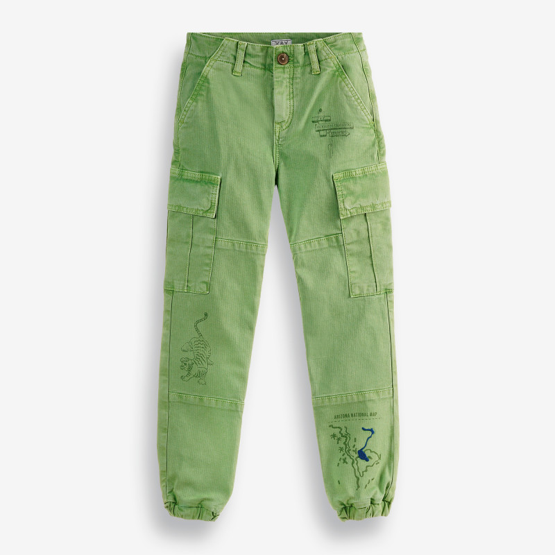 Памучни карго панталони, зелени  378760