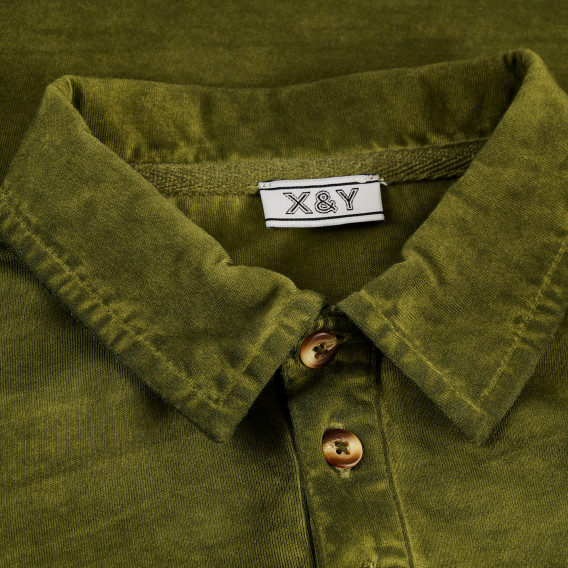 Тениска от органичен памук с копчета, зелена X&Y 378806 3